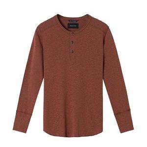 Wings + Horns 1x1 Slub Long Sleeve Henley Clay Mens Large